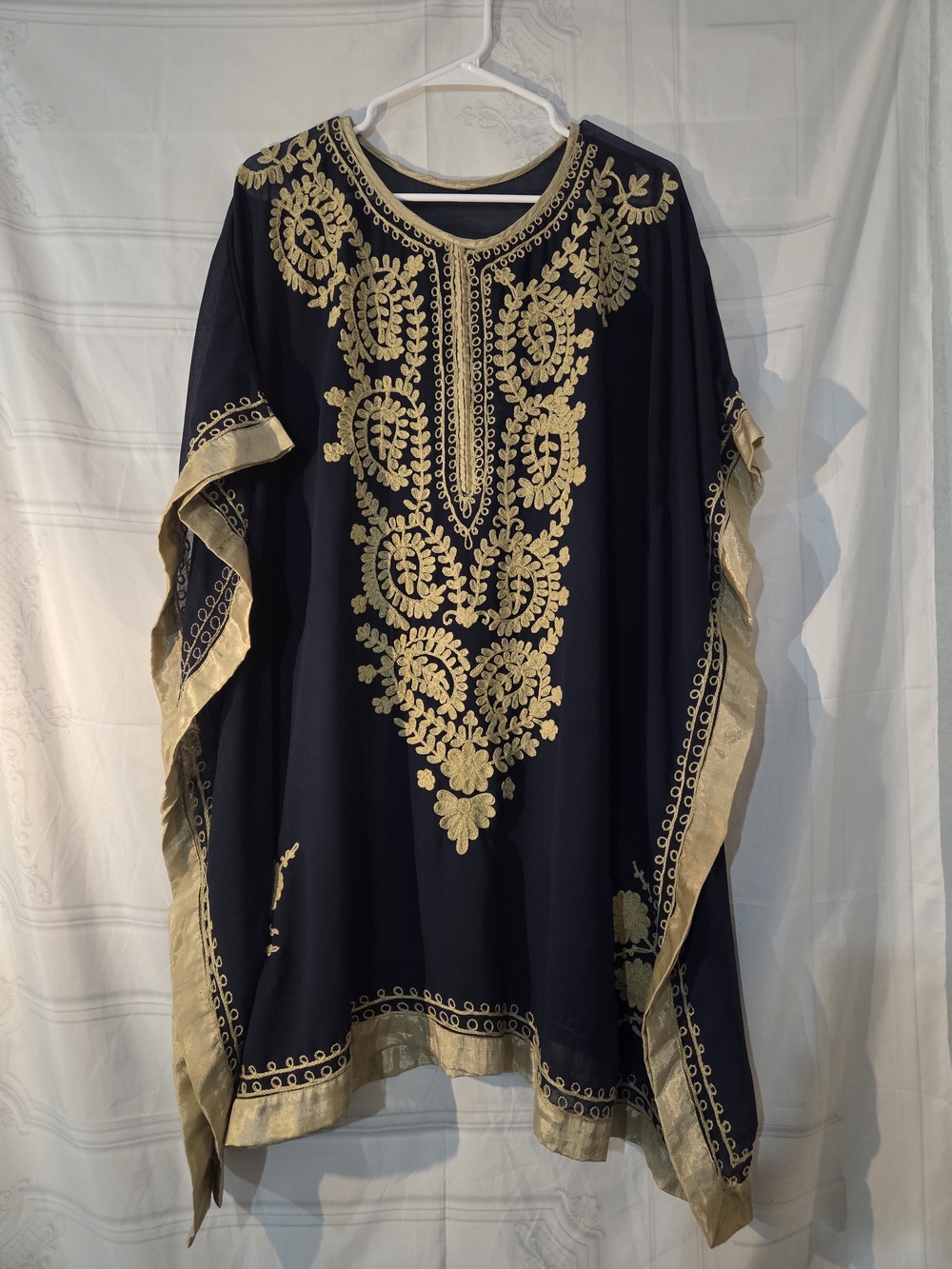 Navy Tunic Kaftan with Gold Embroidery